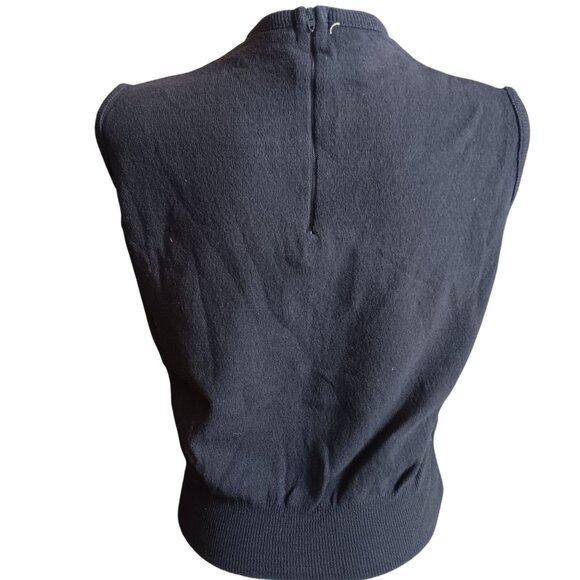 Large Vintage Russ Sleeveless Knit Top Back Zipper Closure & Ribbed Hem 1970's - Picture 2 of 7